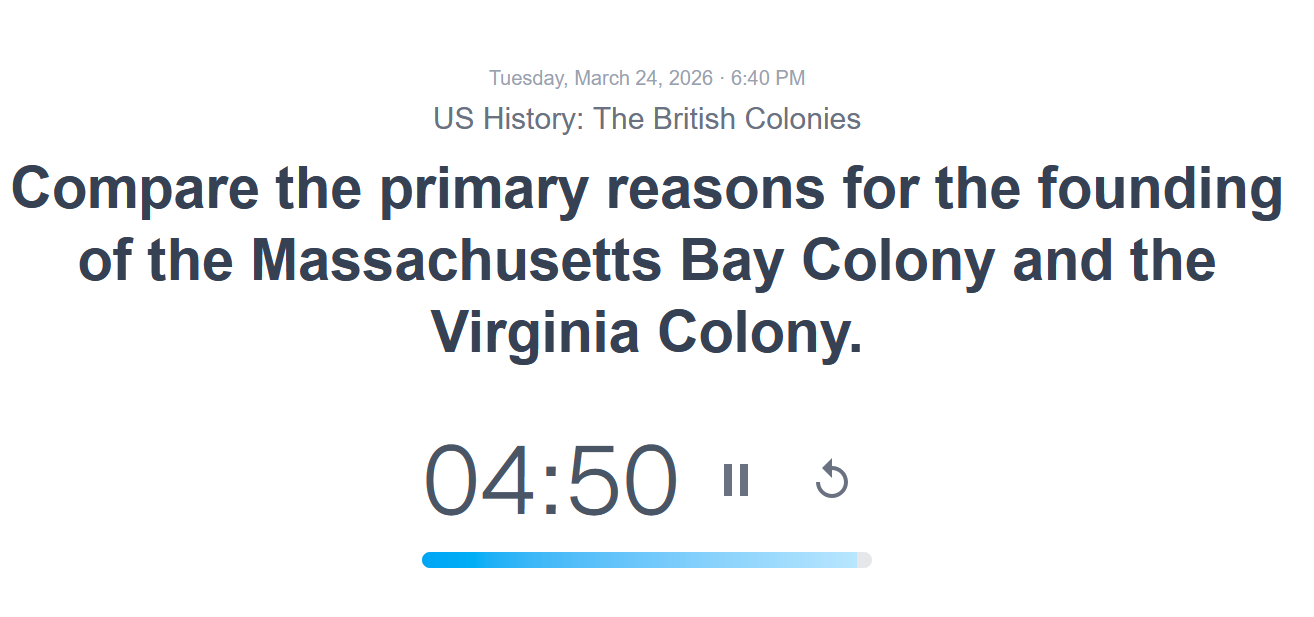 Student prompt view with timer